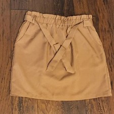 Mini Skirt Womens Miniskirt Size 12 Rust Orange Elastic Waist Tie Belt Pockets