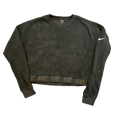 Nike Sportswear Women s Size XS Cropped Crewneck Sweatshirt Zip Black Streetwear