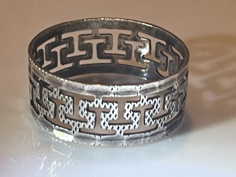 VTG ISRAEL Sterling Silver 925 Maze Pattern Open-Work Men's Band Ring Size 9 2g