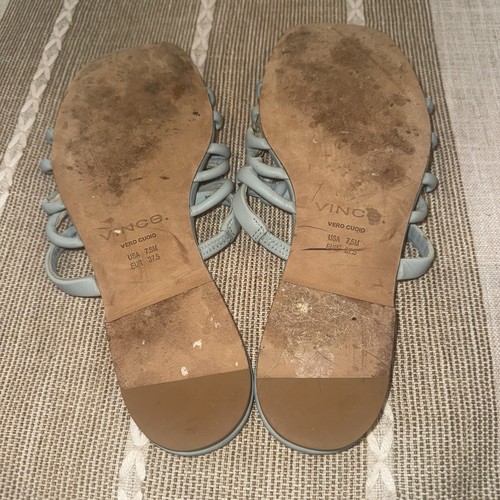 Vince Womens Dae Pale Blue Leather Slide Sandals Shoes 7.5 $200 - Picture 5 of 5