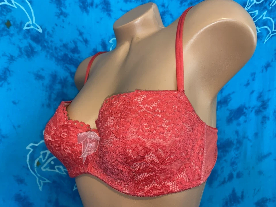 Бюстгальтер балконетный B. Tempt'd By Wacoal 953144 Ciao Bella яркий коралловый кружевной 36C - Изображение 3 из 4