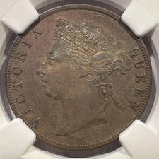 1889 British Honduras Belize 1 Cent NGC AU-53 Solid Type Coin Queen Victoria