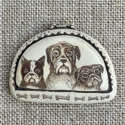 RARE Vintage 1998 R.H. Badeau Three Dogs  Buddies  Brooch Pin