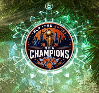 New York Knicks 2026 Chamionship Snowflake Lit Holiday Christmas Tree Ornament