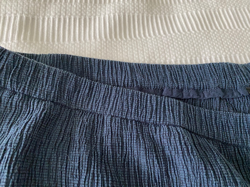 Eileen Fisher Woven Plissé Wide-Leg Pants Women’s Size 1X Pull On Crinkle Navy - Picture 5 of 10