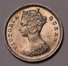 1901 Hong Kong 10 Cents Silver Coin Q. Victoria KM# 6 Lustrous EF+