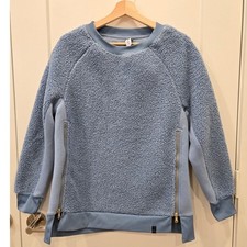 Varley Oakden Sherpa Fleece Pullover Sweatshirt Blue Womens XS Side Zip Sweater