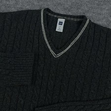 Vtg Gap Sweater Men  s 2XL Wool Cotton Blend Ribbed Cable Knit V Neck Pullover