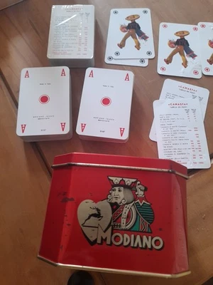 Rare Vintage Tinned Italian 3 Deck MODIANO Canasta Pack Special Set - Image 1 of 4