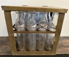 Original 1920’s Gas Station Linco Marathon Quart Glass Motor Oil Bottle & Rack