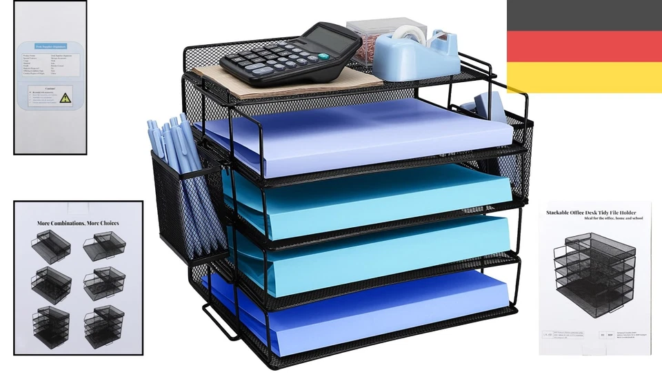 Briefablage Büro Dokumentenablage Schreibtisch Organizer Metall Papierfächer - Bild 2 von 4