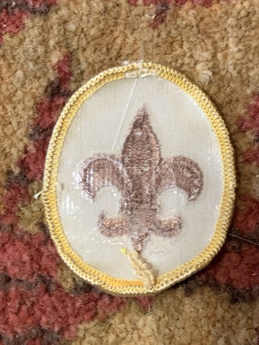 Fleur De Lis Boy Scout Patch Badge Applique BSA Cub Brown Tan Rank Oval - Picture 2 of 2