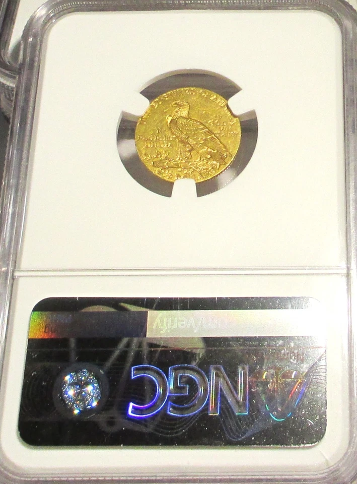 1911 INDIAN HEAD $2.5 QUARTER EAGLE GOLD COIN NGC MS61 RARE US COIN. - Image 4 of 4
