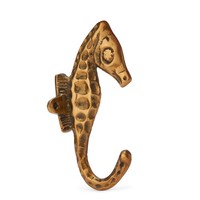 Maritimes Haken - Seepferdchen Aus Messing Antik 12X6Cm Wandhaken Kleiderhaken