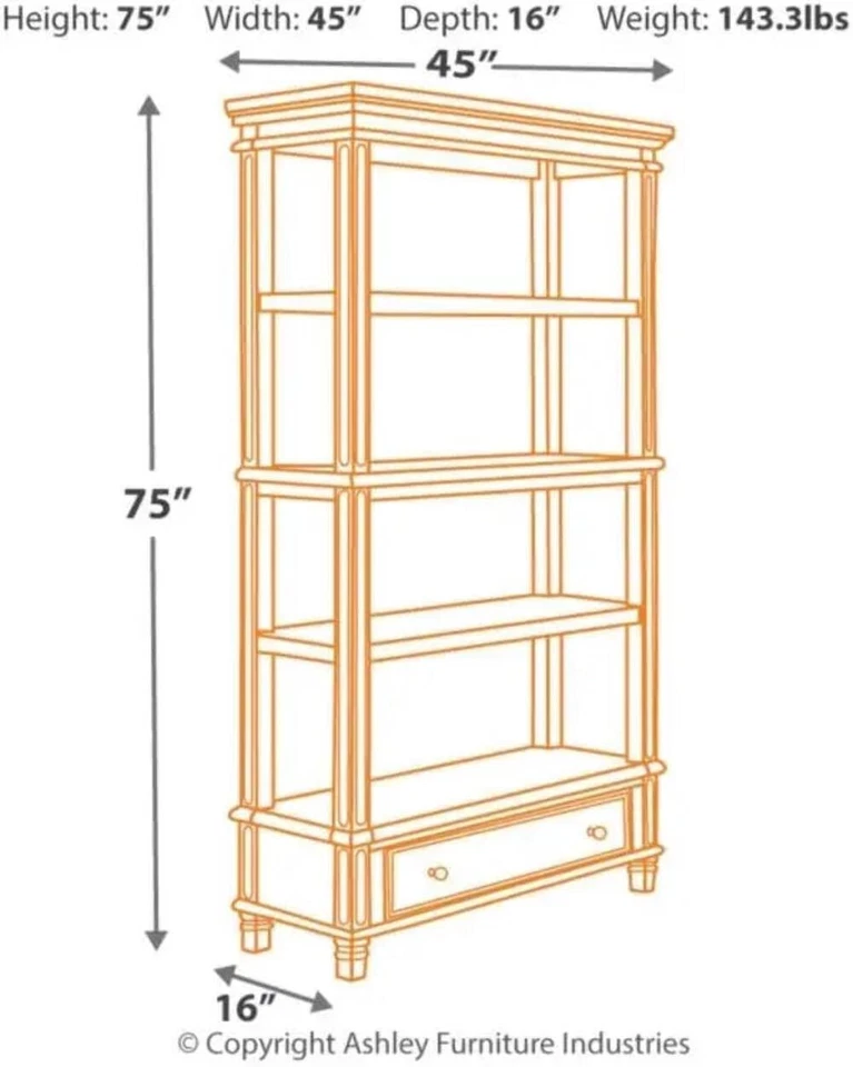Librería Realyn French Country 75 pulgadas con cajón estilo granja Foto 3 de 4