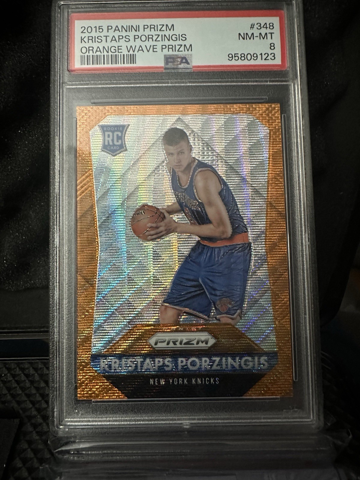2015-16 Panini Prizm - Rookies Kristaps Porzingis #348 Orange Wave Prizm (RC)
