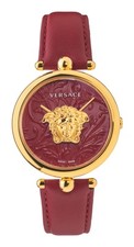 Versace Watch Palazzo Empire Barocco Red Dial Gold Steel 39mm Quartz WR