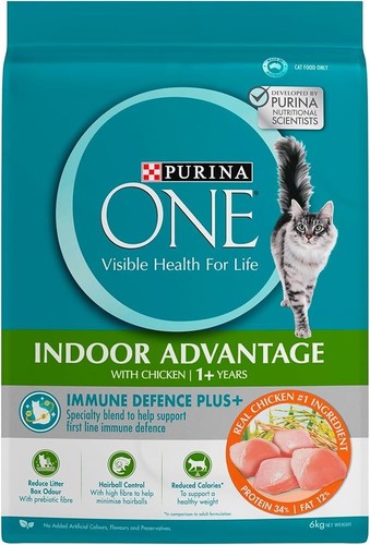 Purina One Adult 1+ Indoor Advantage Dry Cat Food with Chicken 6kg - Picture 1 of 5