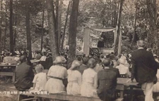 Putnam Park CT Memorial Service Crowd 1920s - RPPC Photo Postcard