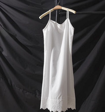 Hot Women 100% Natural Cotton Dress Full Slips Under Dress Cami Chemise Nighty S