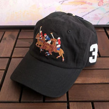 Polo Ralph Lauren BLACK Adjustable Baseball Cap New Polo Player Hat NWT