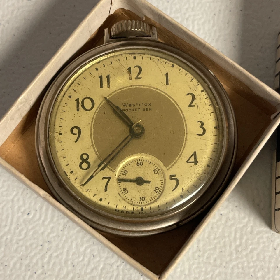 Vintage Westclox Pocket Ben Pocket Watch Running W/Box - Image 3 of 4