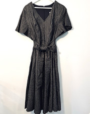 NEW Lane Bryant Cocktail Dress Sz22 Black Gold Metallic Tie Waist Wedding Guest