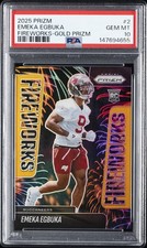 2025 PANINI PRIZM FIREWORKS GOLD PRIZM #2 EMEKA EGBUKA 2/10 PSA 10