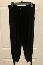 Women  s Chico  s Travelers Ankle Drawstring Hem Jogger Pants Size 1 S/M Black