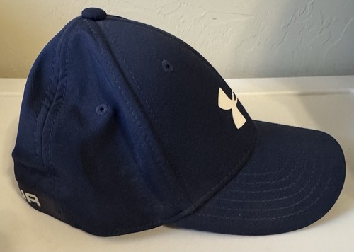Under Armour Fitted Youth Baseball Hat Cap SZ S/M Blue/White Classic Logo Used - Picture 2 of 8