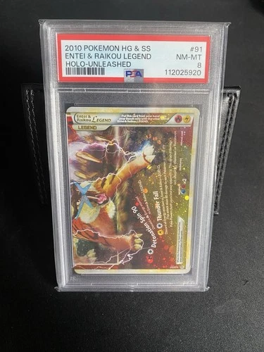 Entei & Raikou Legend Bottom PSA 8 HGSS Unleashed 91/95 Pokemon Holo 2010