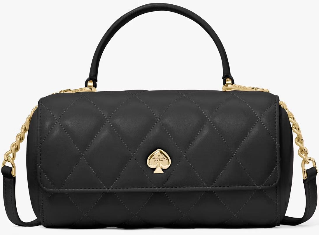 KATE SPADE HEART 3D BARREL QUILTED CROSSBODY BLACK KK175 NWT