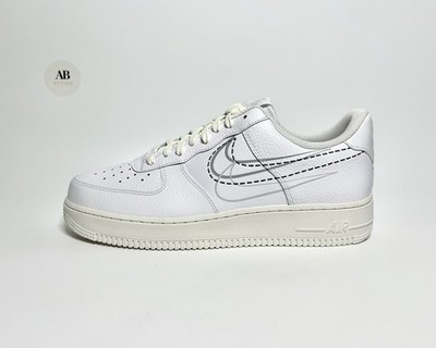 Nike Air Force 1 Low 07 White Cream Leather Sketch Multi Swoosh verschiedene Größen