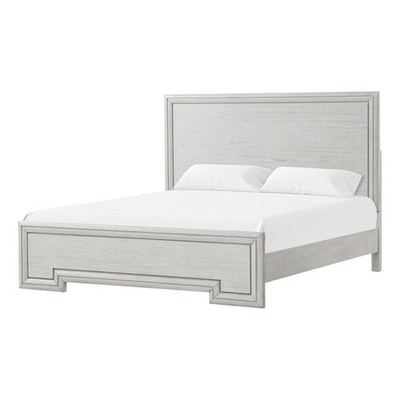 Basil queen Bed-Framed Headboard and Footboard-Rustic White Wood