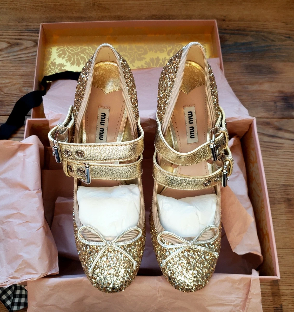 Gold Heels Miu Miu for sale | eBay