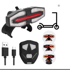 Electric Scooter Tail Light – USB Rechargeable LED Turn Signal Rear Lamp Smart W