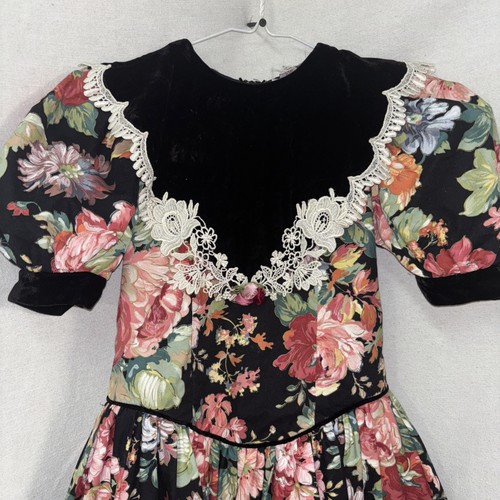 VINTAGE DORISSA NICOLE GIRLS Pink Floral Bow PARTY DRESS 10 Pollyanna Prairie - Picture 2 of 10