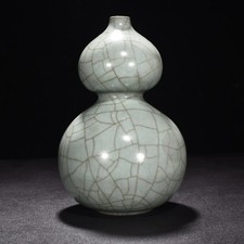 8.9" China song dynasty old antique Ice crack Porcelain gourd vases