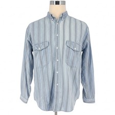 VINTAGE 80s 90s Levis Shirt Men's Large Blue Striped Western