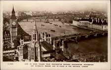 RPPC River Thames Westminster London view vintage postcard y229