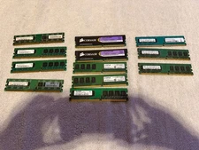Lot 12 Sticks PC2 DDR2 Desktop RAM 13GB total - Mixed Brands, Capacities, Speeds