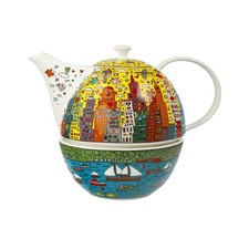 Goebel Pop Art James Rizzi Teekanne mit Stövchen My New York City Sunset