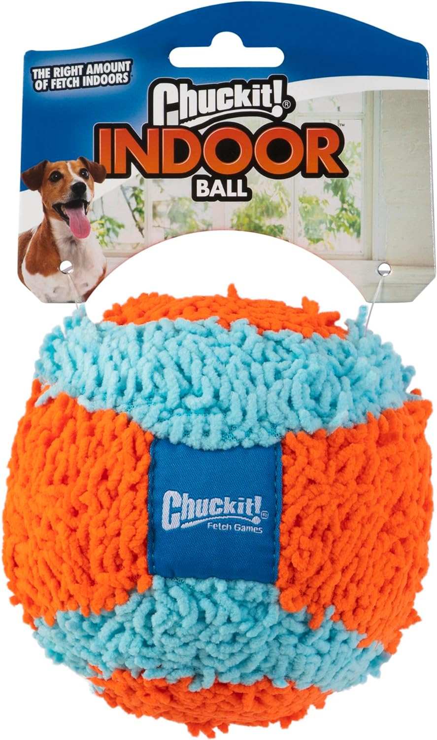 Indoor Fetch Ball Dog Toy (4.75 Inch), Orange and Blue