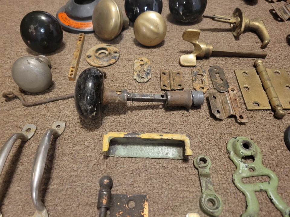 Vintage Door Drawer Hardware Lot Handles Hinges Knobs & More eBay