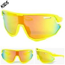 Kids Boys Girls Sports Baseball Cycling Retro Wrap Shield SUN GLASSES Ages 6-12