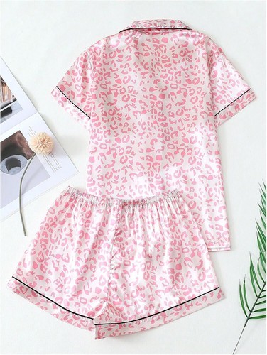 Womens 2 Piece Pajama Set Button Down Shirt and Lounge Shorts Soft Sleepwear PJs - Picture 57 of 84
