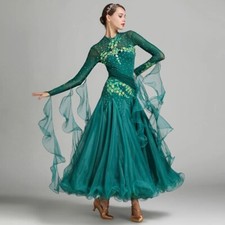 Blue Dance Competition Dresses Waltz Dance Dress Fringe Standard Ballroom Dress