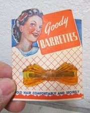 vintage 1950s Goody plastic Barrette with original display card, retro graphics