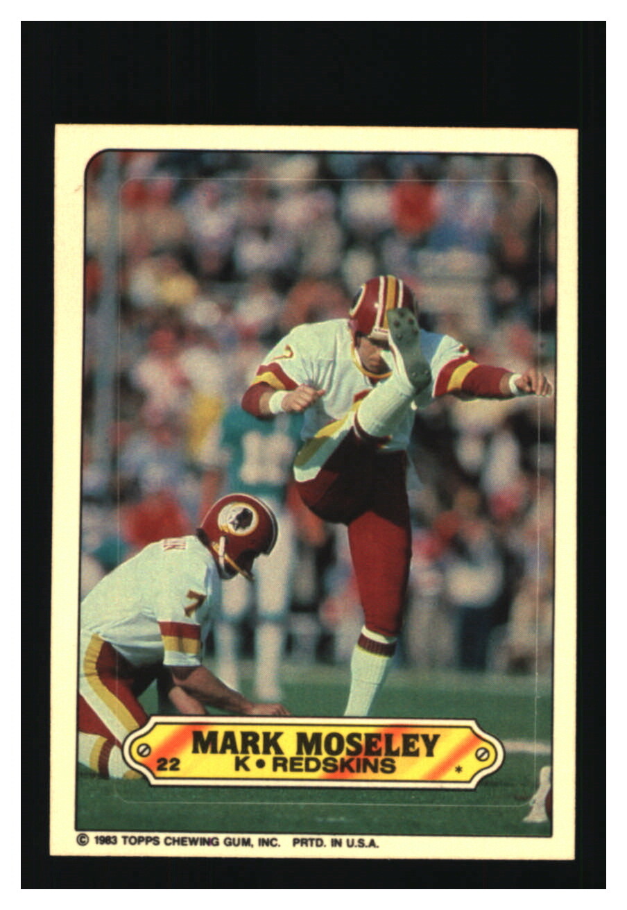 1983 Topps Sticker#22 Mark Moseley Washington Redskins