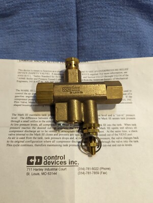 LGM30-0404AAF-G Brass Continuous Run Unloader Valve MARK III Control Devices